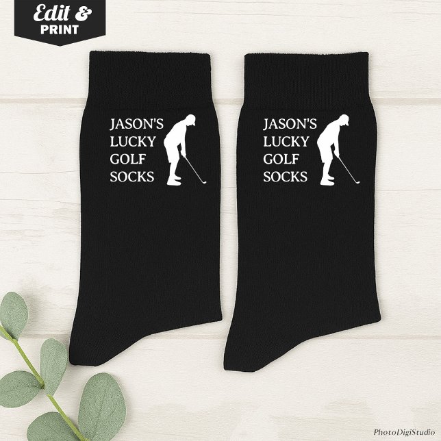 Chaussette Custom Lucky Golf Socks, Birthday Christmas Fun (Custom Lucky Golf Socks Black, Fun Golfer Grandfather Christmas Gift, Fun Socks for Husband Birthday)