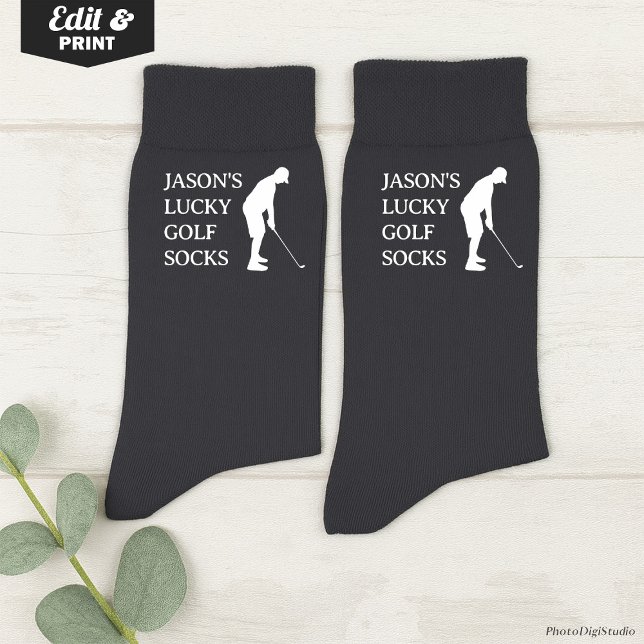 Chaussette Custom Lucky Golf Socks, Birthday Christmas Fun (Custom Lucky Golf Socks Gray, Fun Golfer Grandfather Christmas Gift, Fun Socks for Husband Birthday)