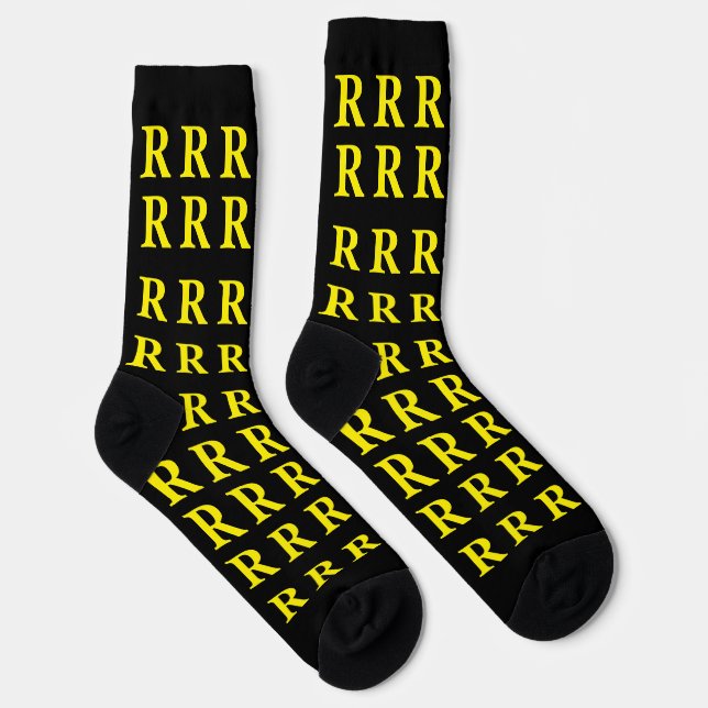 Chaussette Custom Monogram Letter Black Yellow socks (Droite)
