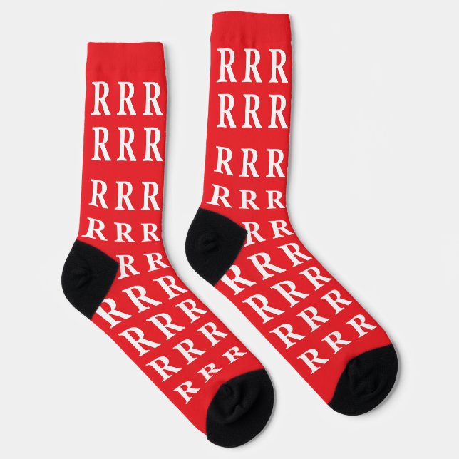 Chaussette Custom Monogram Letter White Red socks (Droite)