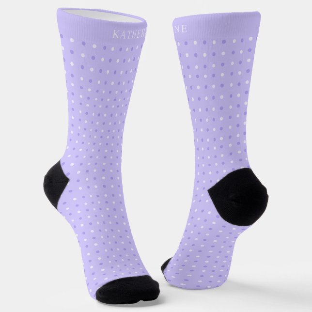 Chaussette Customizable Lavender Violet Purple Polka Dot (Angulaire)