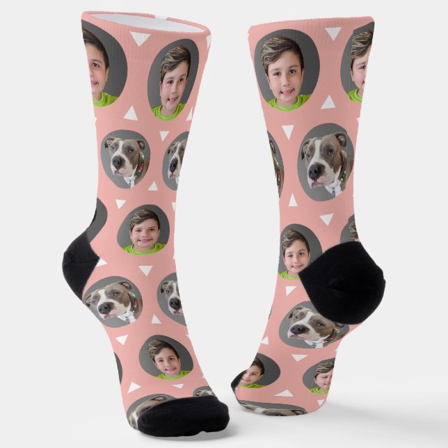 Chaussette Cute 2 Photo Rose Gold Enfant Animaux de famille P (Angulaire)