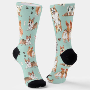 Chaussette Cute aquarelle Corgi Chien Motif