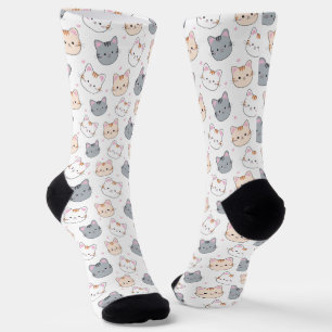 Chaussette Cute Aquarelle Kitten Motif Blanc