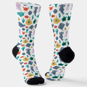 Chaussette Cute Aquarelle Océan Animaux Motif