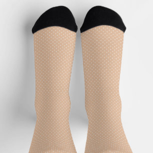 Chaussette Cute beige tan et blanc polka motif élégant