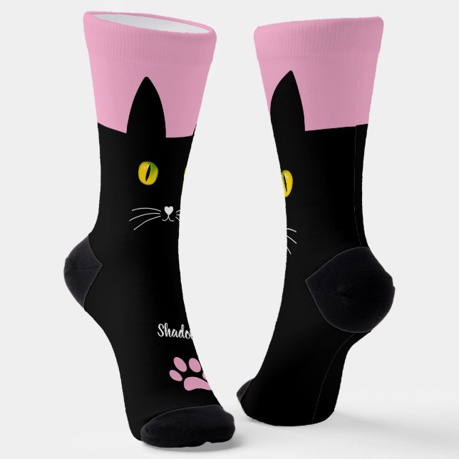 Chaussette Cute Black Cat Socks Gift for Cat Lovers (Angulaire)