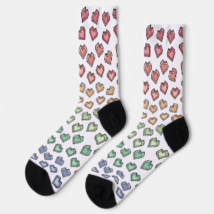 Chaussette Cute Bright Pastel Rainbow Gemstone motif de coeur