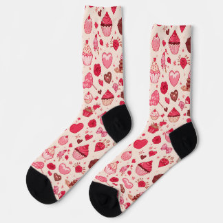 Chaussette Cute Candy & Sweets Valentine Seamless Pattern 