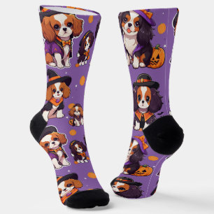 Chaussette Cute Cavalier King Charles halloween motif