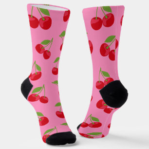 Chaussette Cute cerise Motif sur rose
