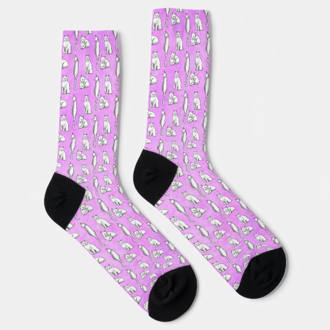 Chaussette Cute Chat Motif Purple Novelité (Droite)