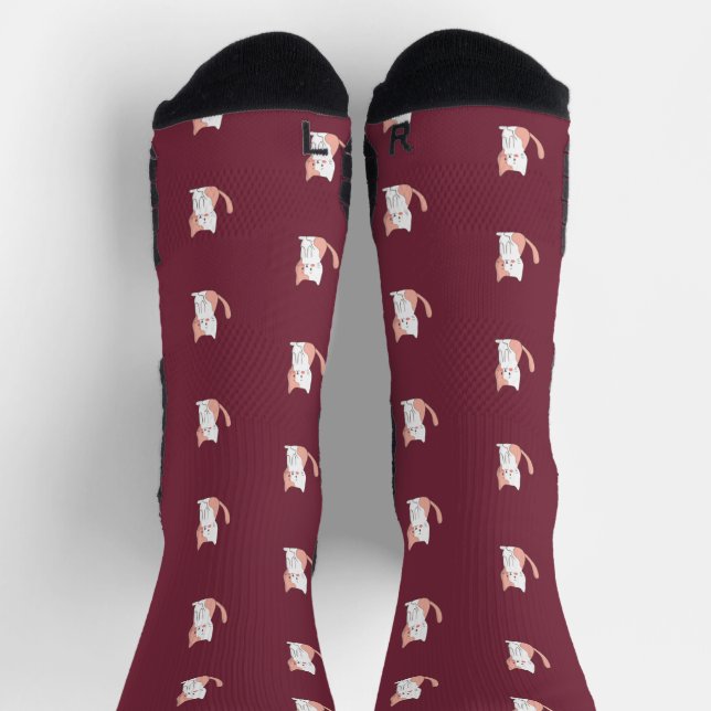 Chaussette Cute Cozy Cat Burgundy (Haut)