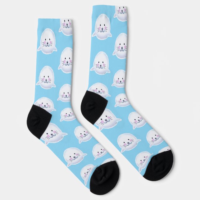 Chaussette Cute Fluffy Baby Seal Illustration (Droite)