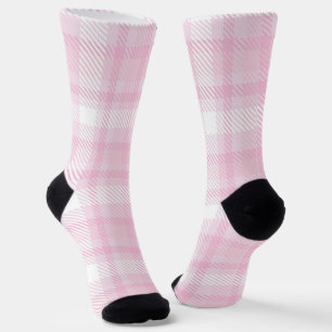Chaussette Cute Girl Blush rose et blanc Plaid Motif