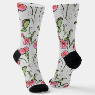 Chaussette Cute Grey & Rose Vénus Flytrap collé sur votre amo