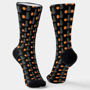 Chaussette Cute Halloween Chat et Citrouille Motif