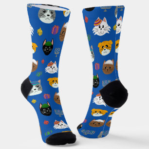 Chaussette Cute Hannukah Chat Motif