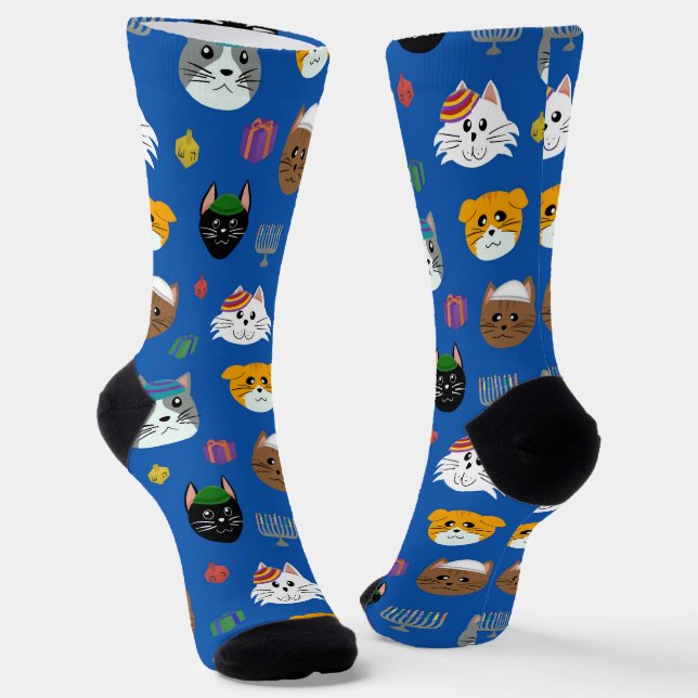 Chaussette Cute Hannukah Chat Motif (Angulaire)