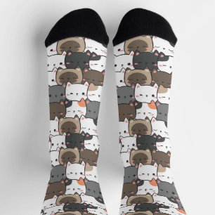 Chaussette Cute Kitten Visages colorés Motif d'illustration