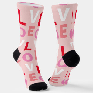 Chaussette Cute Love Rose Rouge Blanc Valentines