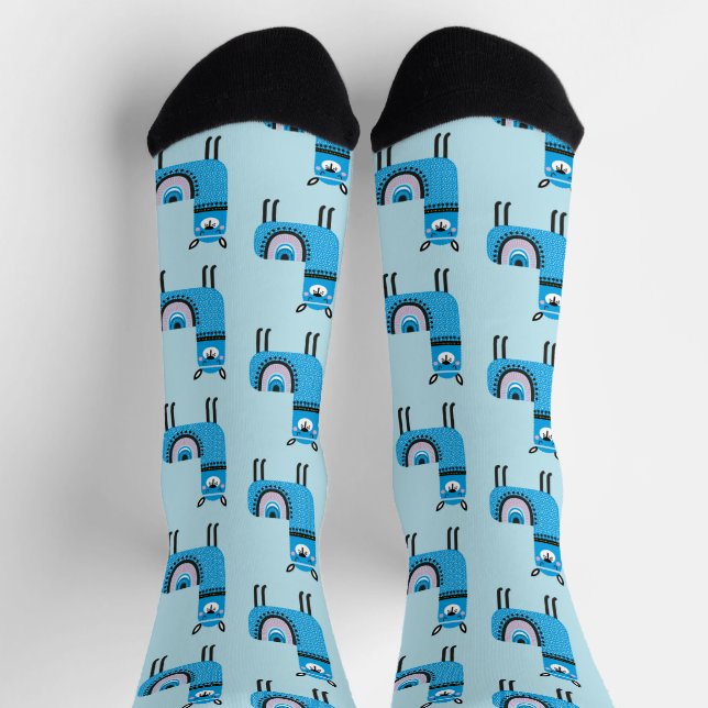 Chaussette Cute moderne Blue Llama Motif (Haut)
