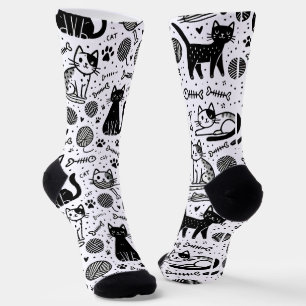 Chaussette Cute noir et blanc Chat Chaussettes Motif minimali