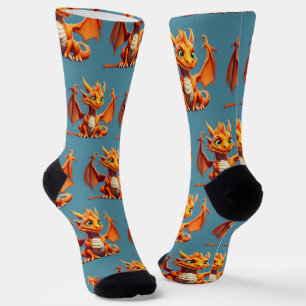 Chaussette Cute Orange Dragon