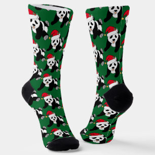 Chaussette Cute ours Panda à Santa Hat Noël vert
