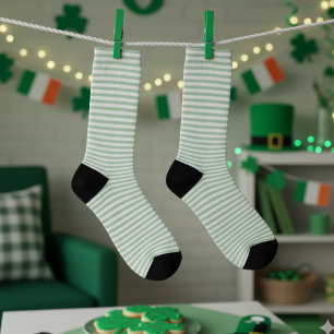 Chaussette Cute Pastel Vert et Blanc Grandes bandes minces