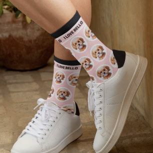 Chaussette Cute Pet Photo Rose Rose Nom personnalisé Chausset