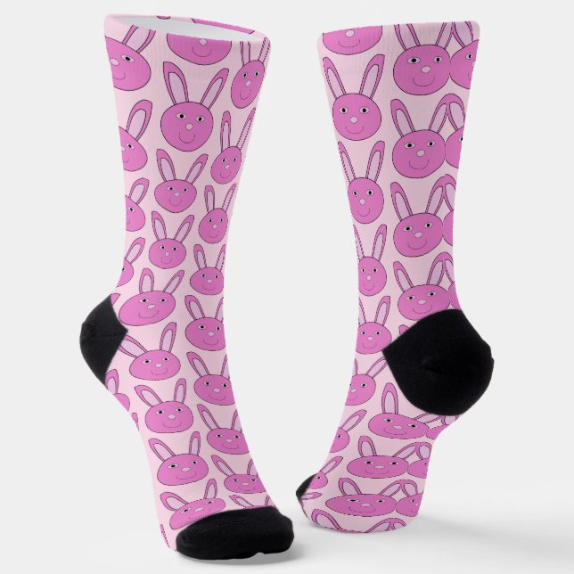Chaussette Cute Pink Girly Bunny Face Spring Easter Patterned (Angulaire)
