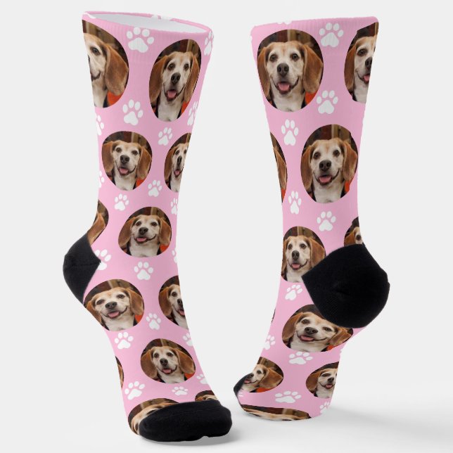 Chaussette Cute Pink Pet Photo & Empreintes de pattes Chien C (Angulaire)
