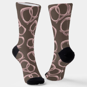 Chaussette Cute Pretzels Salé Snack Rose Brown