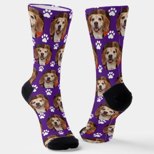 Chaussette Cute Purple Animaux Photo & Empreintes de pattes P
