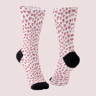 Chaussette Cute rose amour Coeur motif blanc