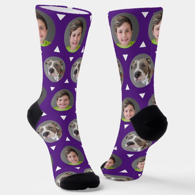 Chaussette Cute Royal Purple Animaux de compagnie Photo Enfan (Angulaire)