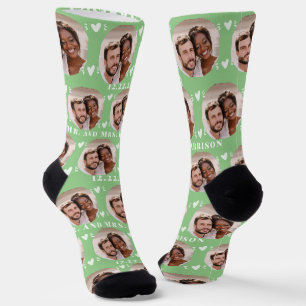 Chaussette Cute Sage Green Newlyweds Mariage photo