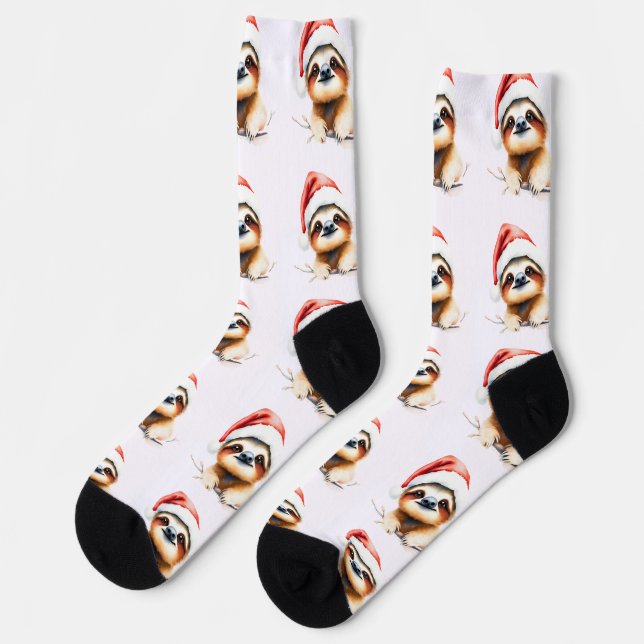 Chaussette Cute Sloth Wearing Santa Hat (Gauche)