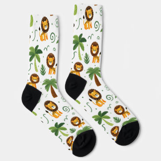Chaussette Cute Socks with Baby Lion Safari Jungle Animal 