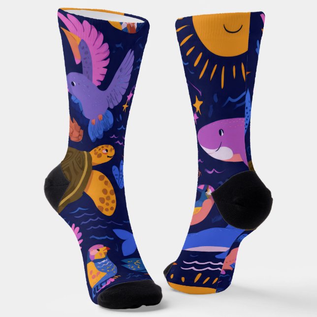 Chaussette Cute Tropical Animals Crew Socks Gift (Angulaire)