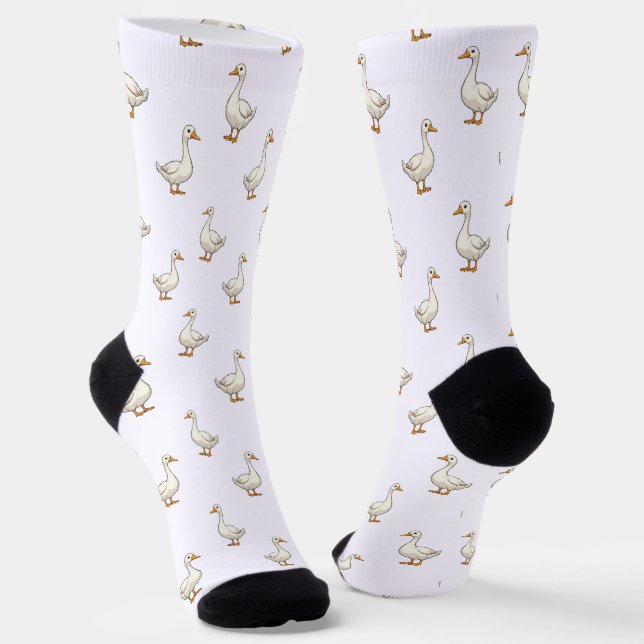 Chaussette Cute White Goose Pattern (Angulaire)