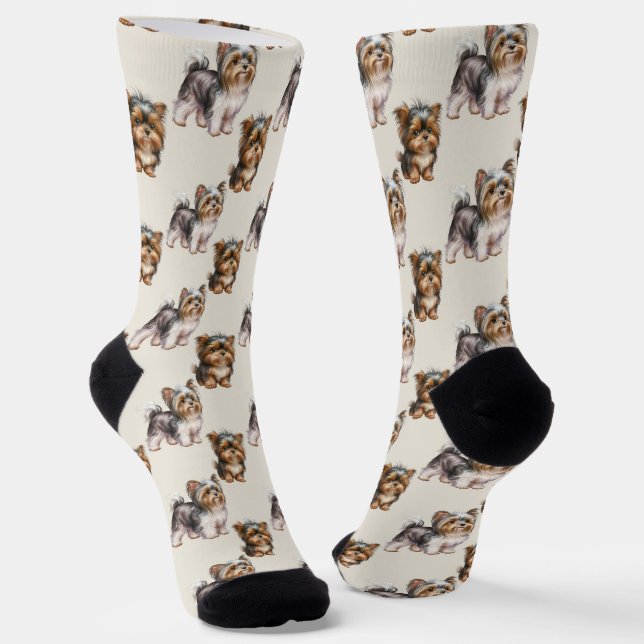 Chaussette Cute Yorkshire Terrier Chien Motif (Angulaire)