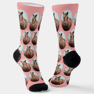 Chaussette Cute Your Horse Photo Rose Oval Pet Chaussettes d'