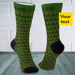 Chaussette Cycliste de Noël amusant texte motif vert