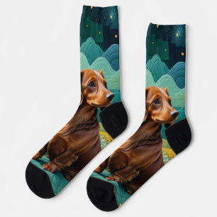 Chaussette dachshund sur la ferme
