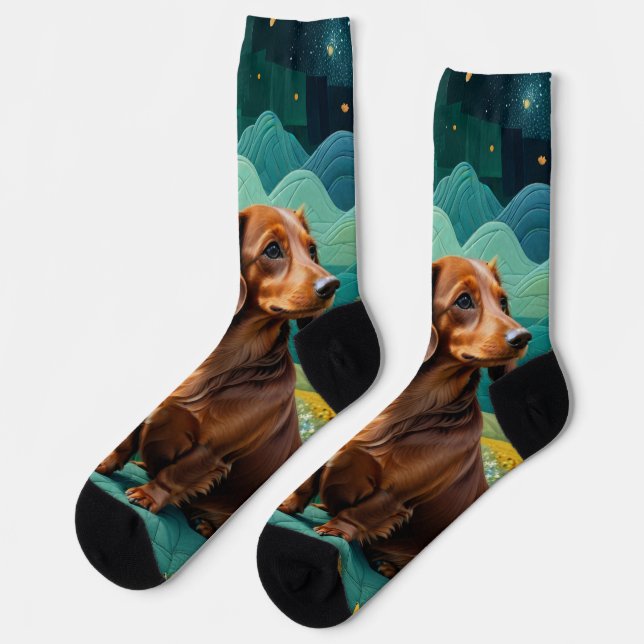 Chaussette dachshund sur la ferme (Gauche)