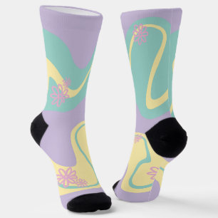 Chaussette Daisy Groove Pastel Rose, Jaune, Violet & Vert