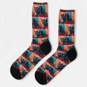 Chaussette Dalmatien avec roses du cœur pour la Saint-Valenti