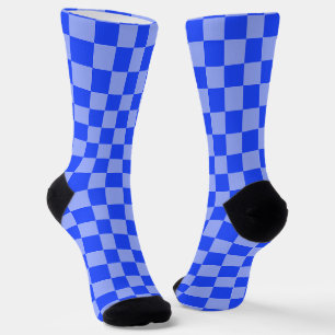 Chaussette Damier bleu et violet clair alterné